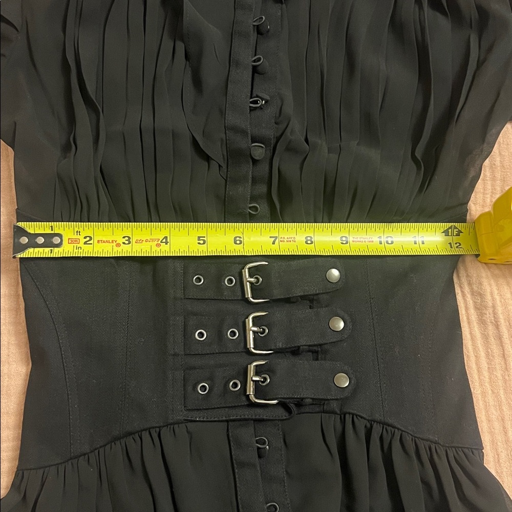 Anthropologie Long-Sleeve Sheer Corset Blouse black size xxs - Picture 6 of 7